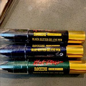 Threesome Black Blue & Green Glitter Gel Eye Pens